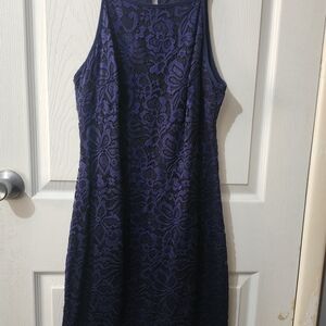 Elegant Navy Blue Lace Dress